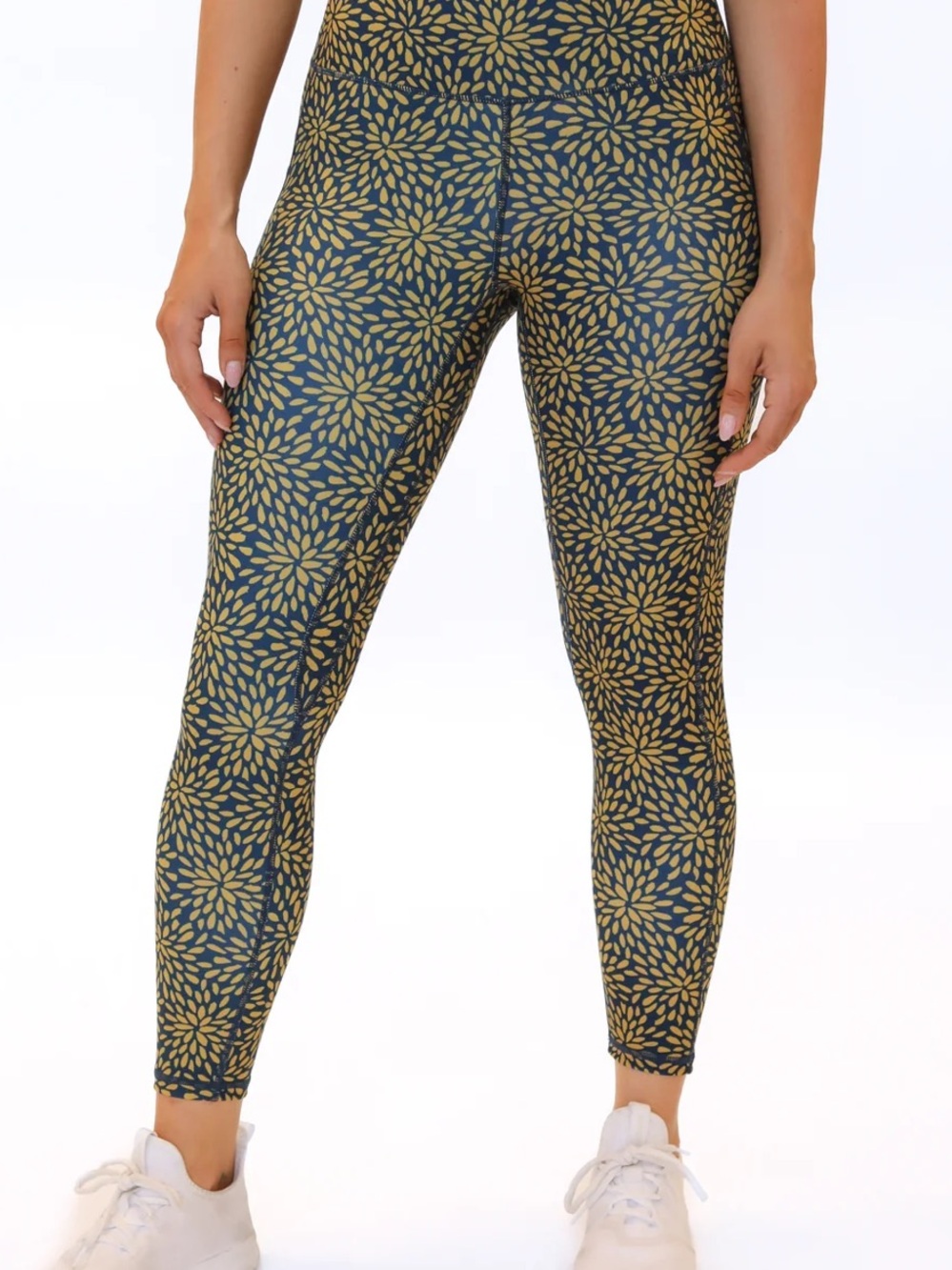 Senita Athletics High-Waist  Starburst Leggings - Navy & Gold